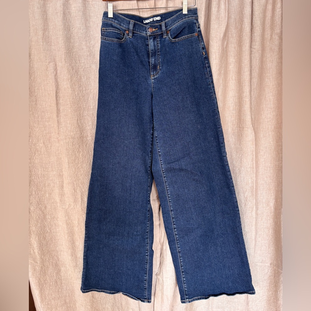 Lands' End Women's Dark Blue Flare Jeans